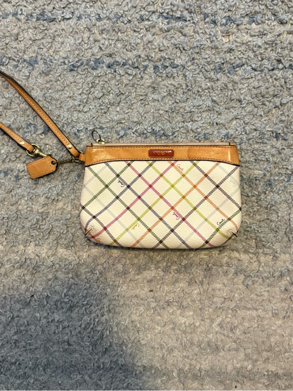 Coach Multicolor Tartan Plaid Wristlet - Heritage Collection